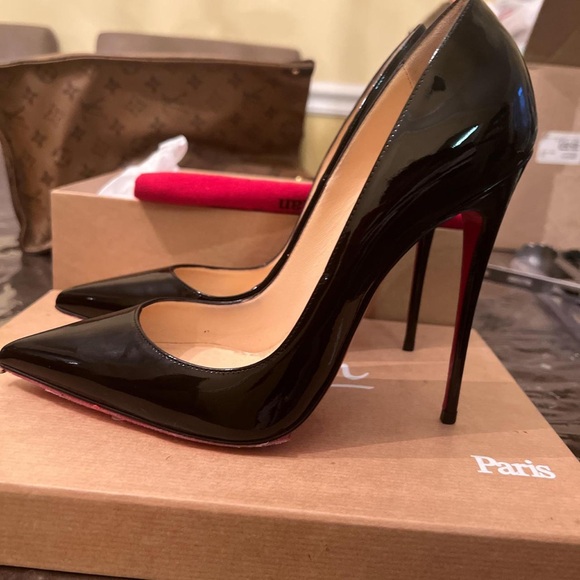 Christian Louboutin Shoes - Christian Louboutin Glossy Black Heels with Red Soles